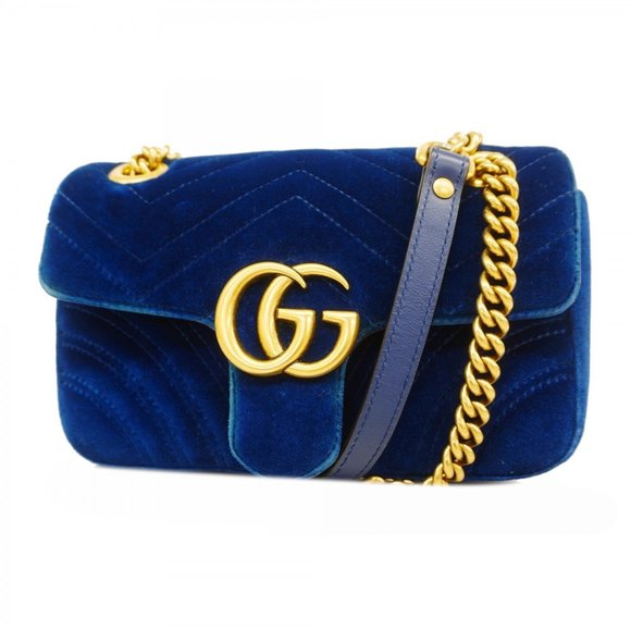 GUCCI Blue GG Marmont Shoulder Bag - Picture 1 of 10